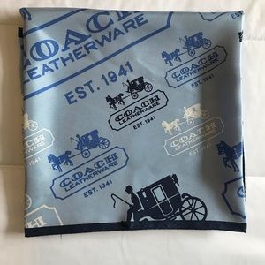 Coach silk 27”x27” blue Coach Carriage Logo scarf